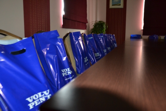 Seminar bags patiently waiting for the visitors